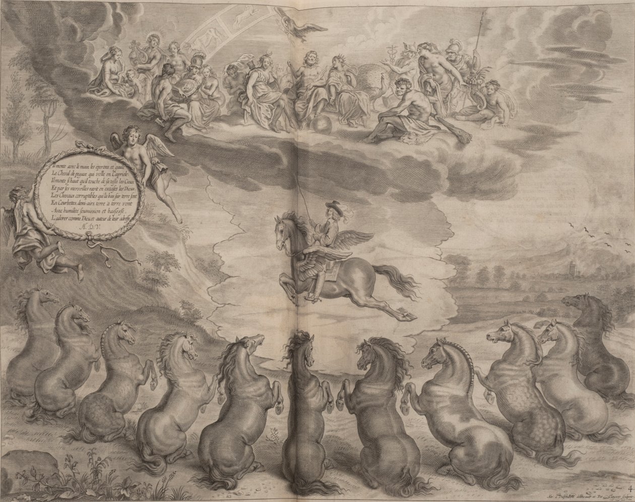 Illustration fra A General System of Horsemanship, af William Cavendish, 1658 af English School