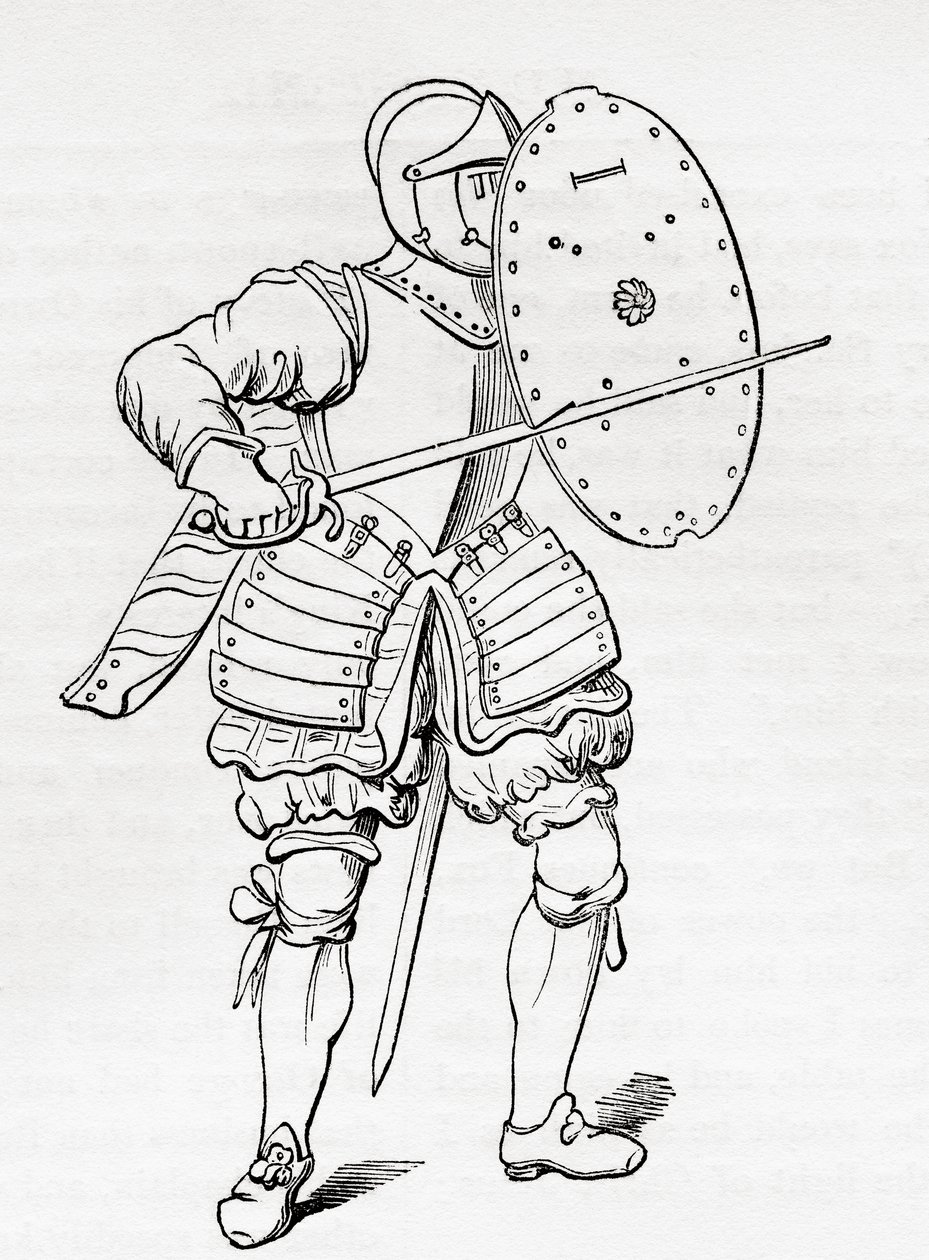 Infanterirustning, 1625, fra Old England: A Pictorial Museum, pub. 1847 af English School