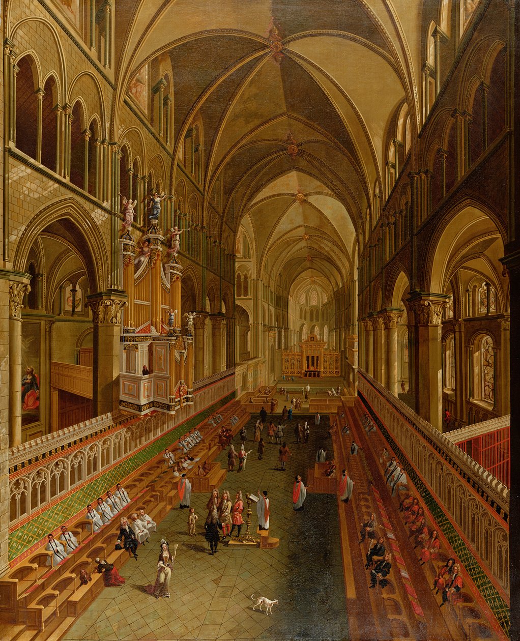 Interiør af Canterbury Cathedral, ca. 1675-1700 af English School