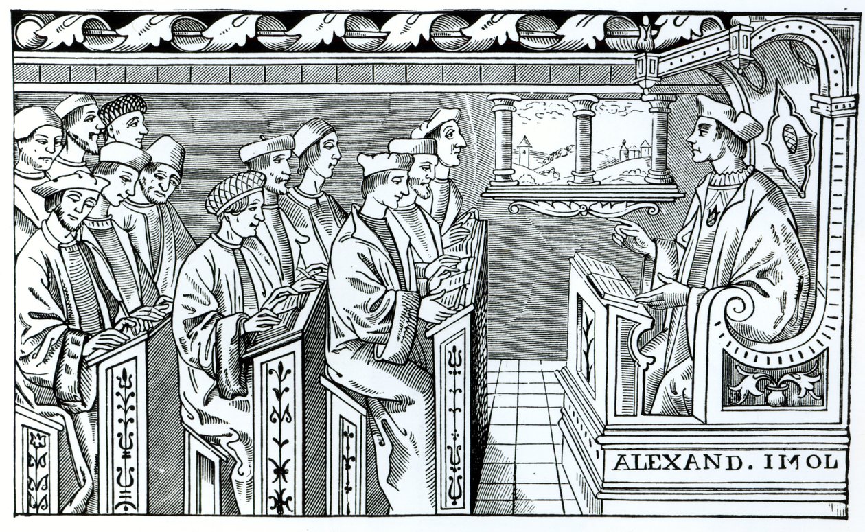 Interiør af en skole, illustration fra 