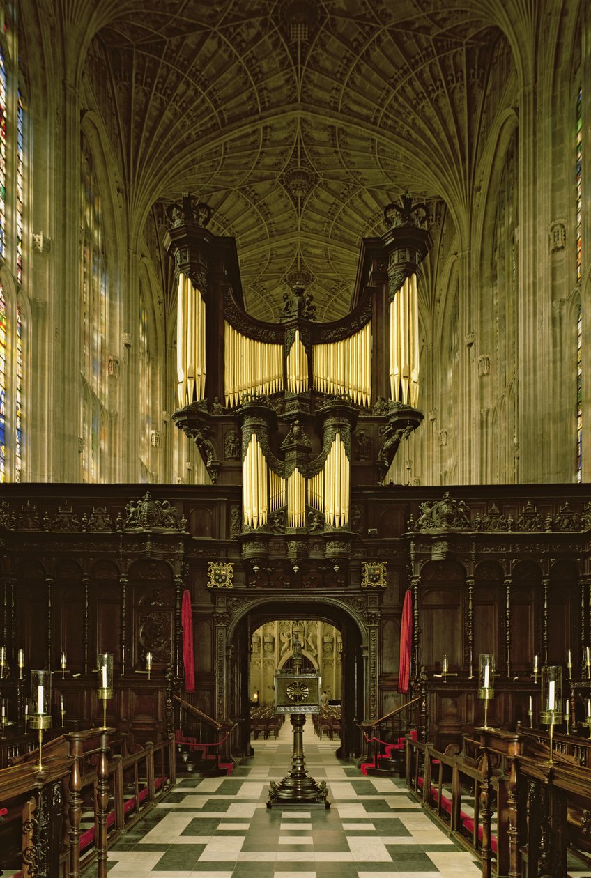 Indvendigt billede af kapel viser orgel, ca. 1461 af English School