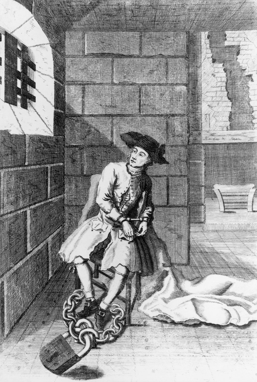 Jack Shepperd i Newgate Prison, 1724 af English School