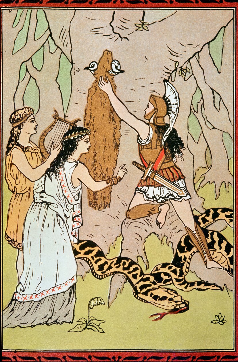 Jason griber det gyldne skind, victoriansk bogillustration af English School
