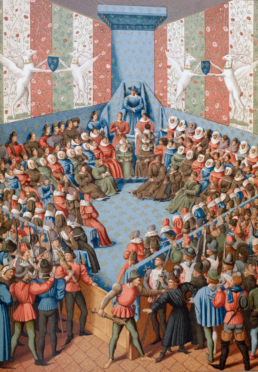 Jean II, hertug af Alencon, anklaget for at have konspireret med englænderne, ca. 1880 af English School