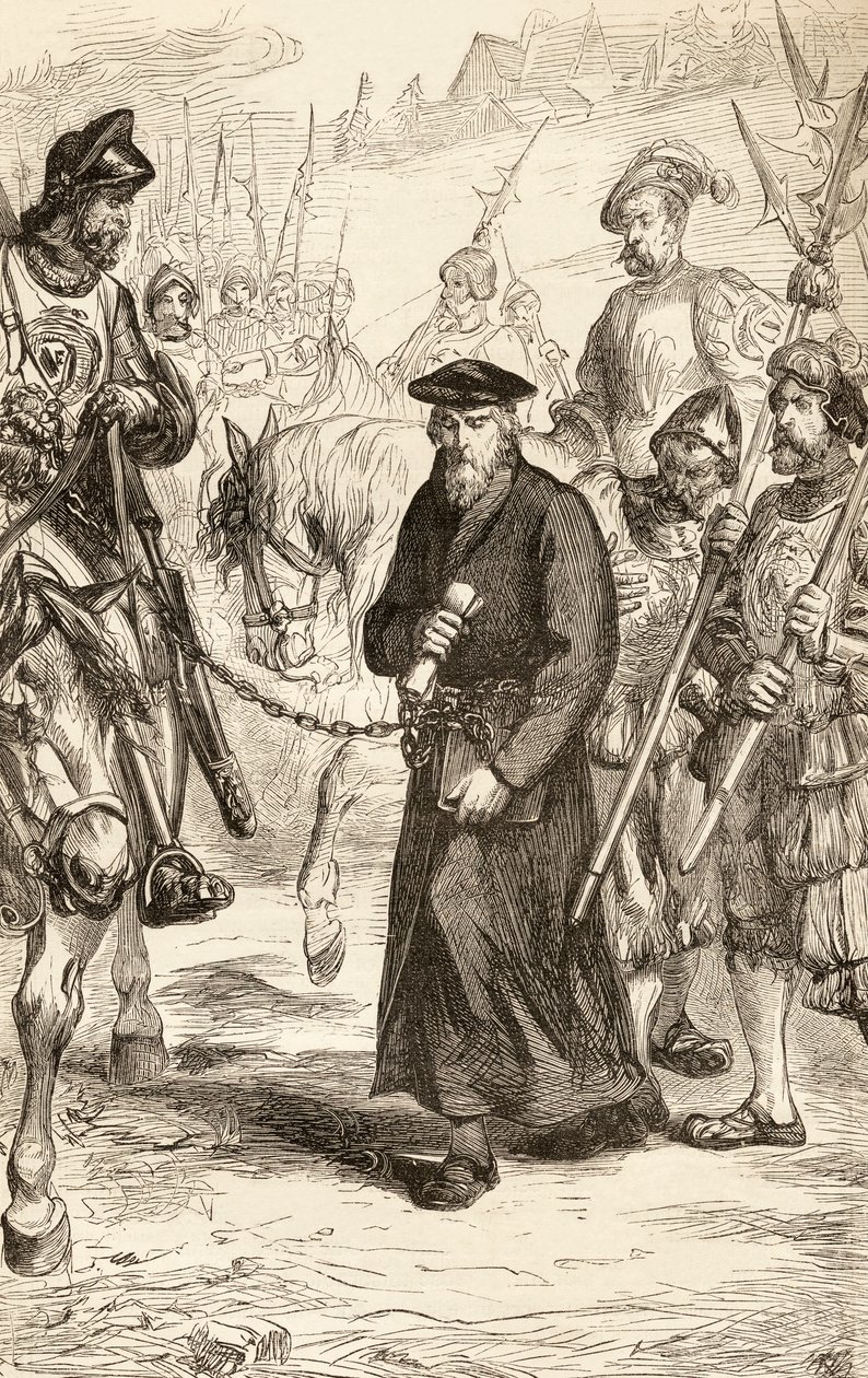 Hieronymus af Prag i lænker på vej til fængslet, ca. 1865 (træstik) af English School