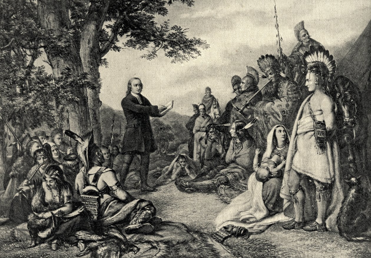 John Wesley prædikede for indianerne i Georgia i 1736 af English School