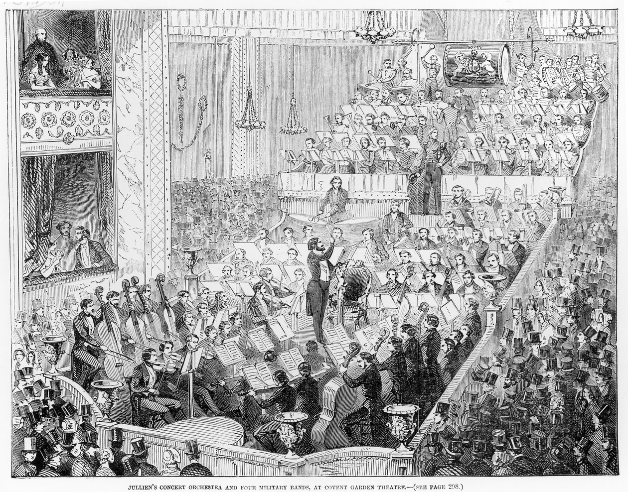 Julliens koncertorkester og fire militære bands i Covent Garden Theatre af English School