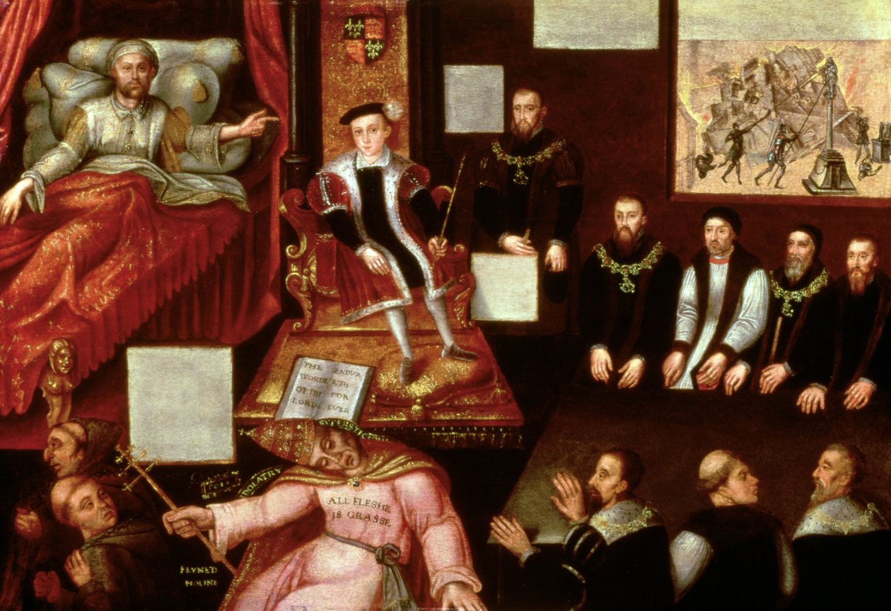 Kong Edward VI (1537-53) og paven, ca. 1570 af English School