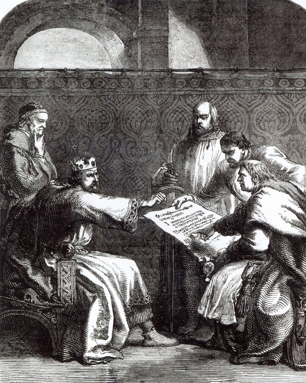 Kong John (1167-1216) nægtede at underskrive Magna Charta, da han først blev præsenteret for ham, 1215 af English School