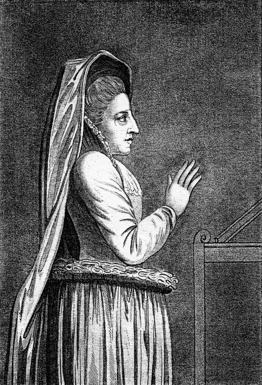 Lady Douglas, fra hendes monument i Savoy Chapel, tryk lavet 1796 af English School