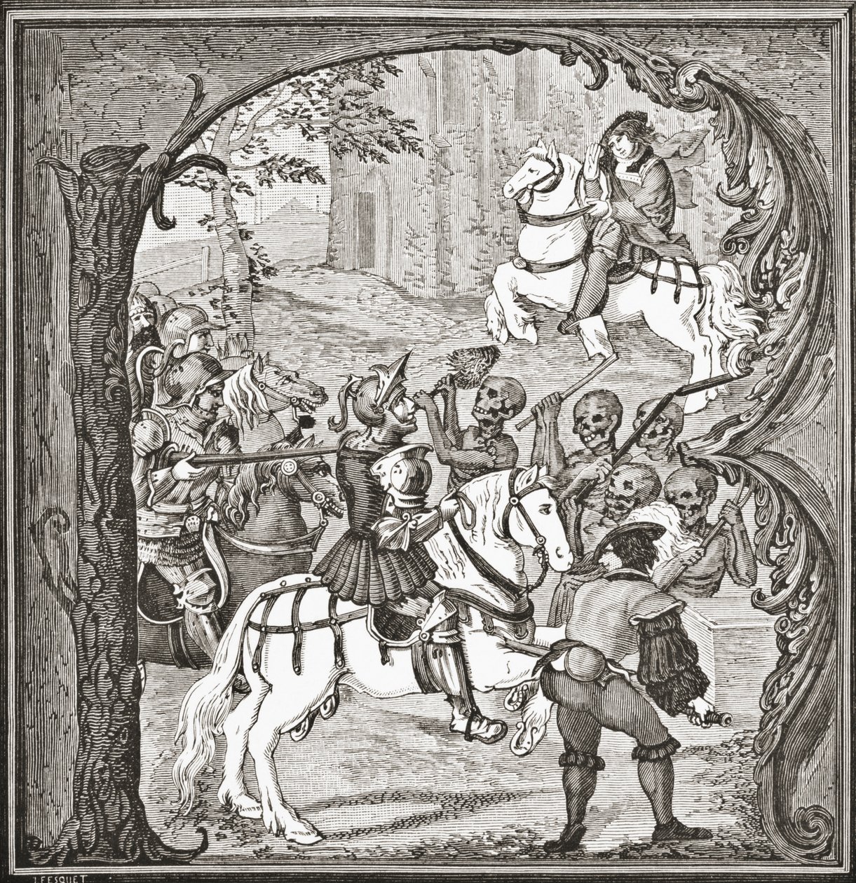 Legenden om de tre døde og de tre levende, 1878 af English School