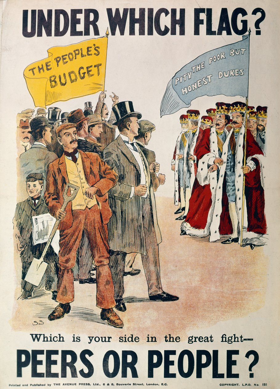 Det liberale partis plakat til det britiske folkevalg i januar 1910 af English School