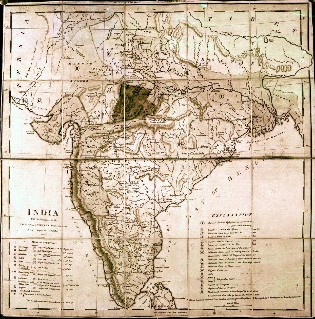 Kort over Indien, 1803 af English School