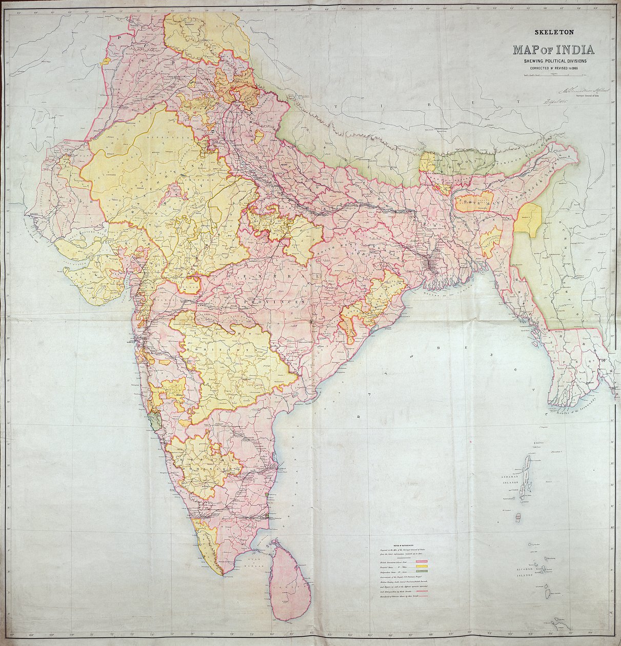 Kort over Indien, 1865 af English School