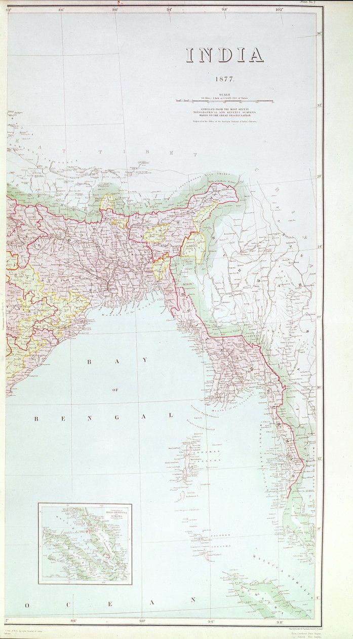 Kort over Indien, 1877 af English School