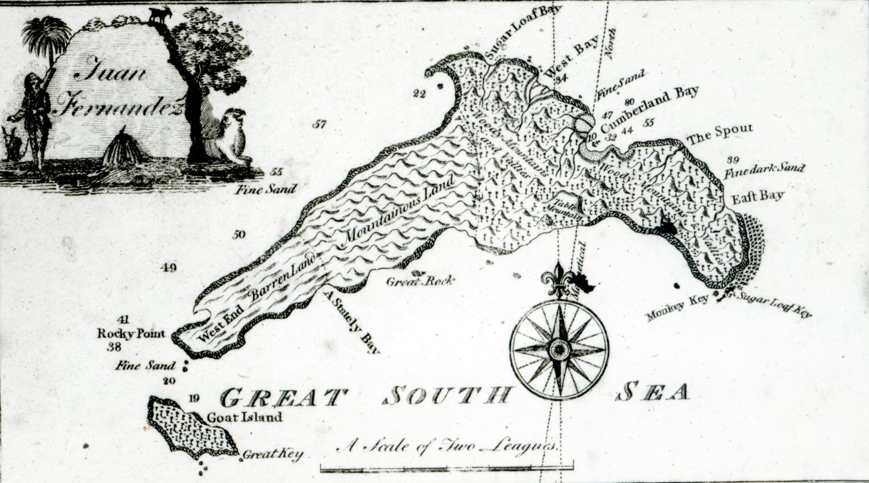 Kort over South Pacific Island, 1800 af English School