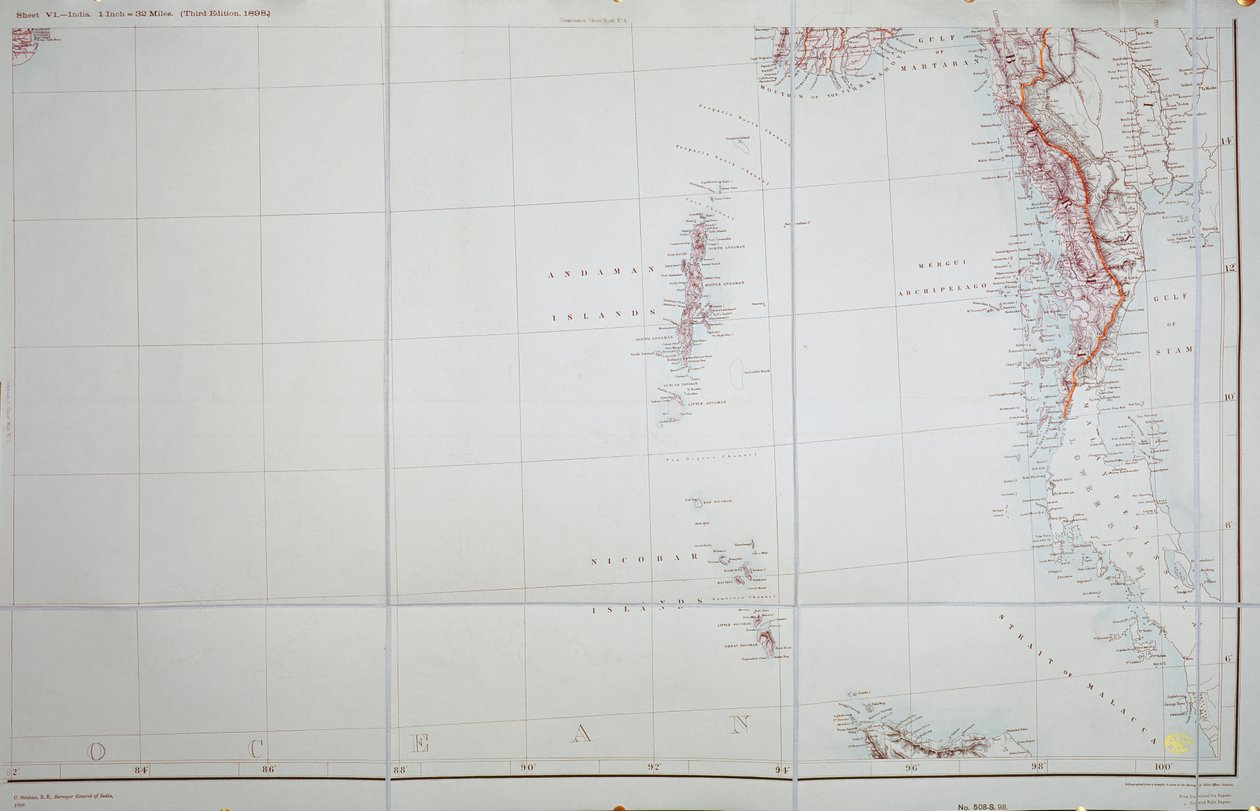 Kort over Andaman- og Nicobarøerne, Bengalbugten, 1898 af English School