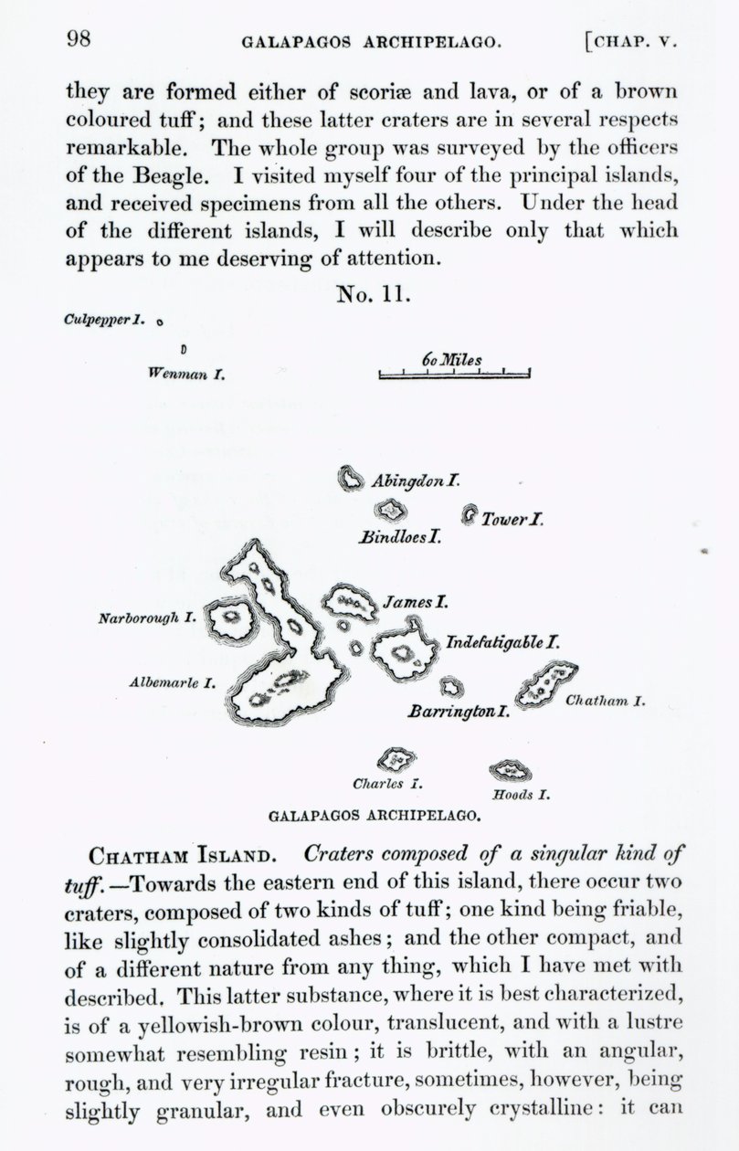 Kort over Galapagos-øgruppen, 1844 af English School