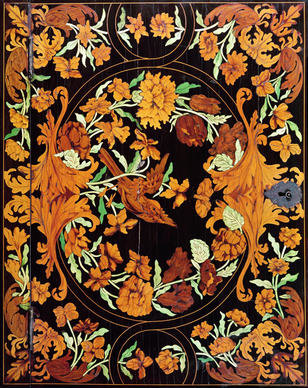 Marquetry boks, engelsk, ca. 1670 (detalje) af English School
