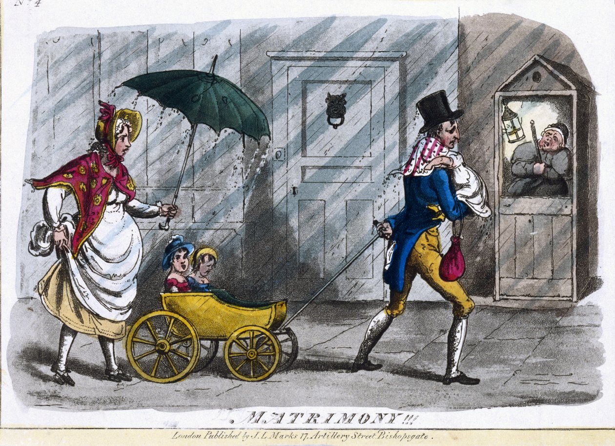 Ægteskab!, ca. 1810 (farvet radering) af English School
