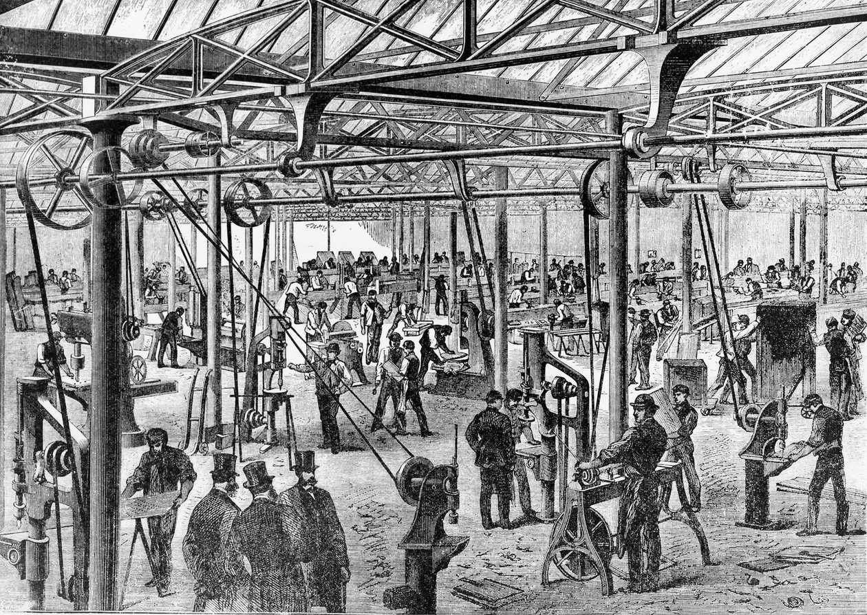 Mrs. Chubb und Son fabrik på Glengal Road, 1868 af English School