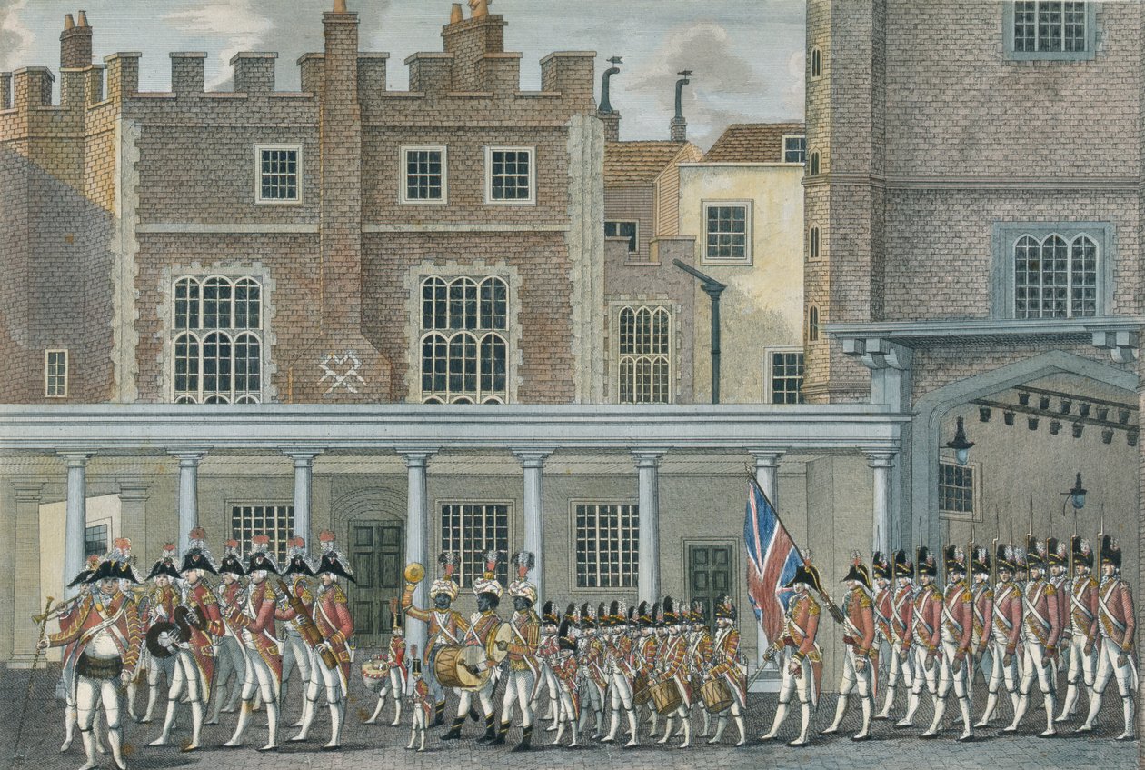 Militærorkester ved St. James Palace, slutningen af det 18. århundrede af English School