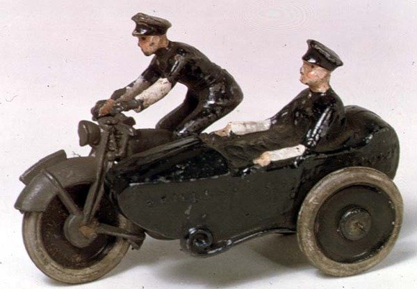 Model af motorcykel af J.Hill & Co., ca.1938 (malet metal) af English School