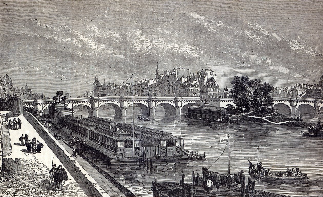 Moderne Paris: Pont Neuf, 1845 af English School
