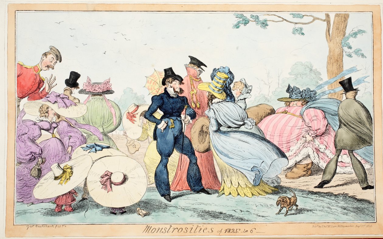 Monstrosities of 1825 & 6, pub. 1835 (håndfarvet gravering) af English School