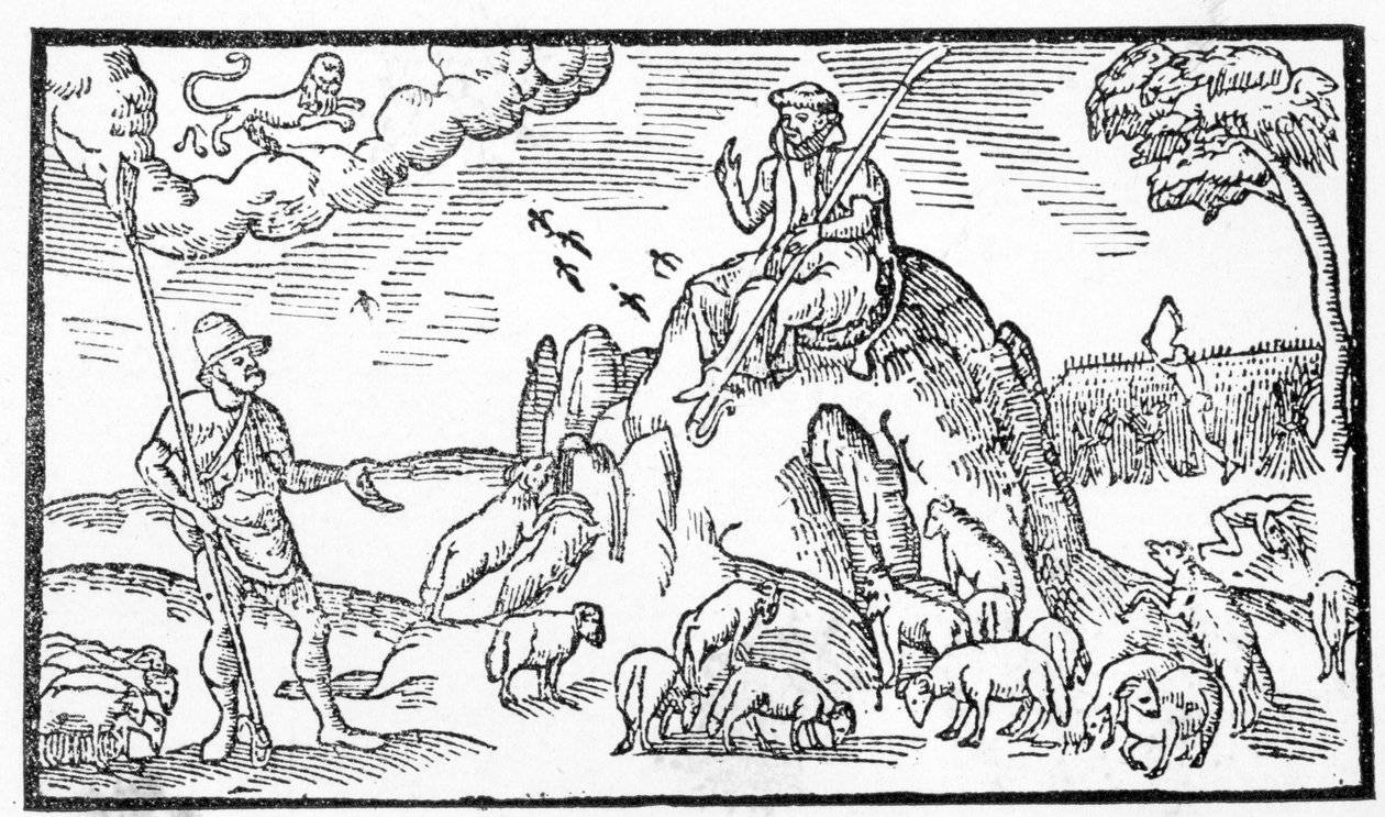 Juli måned, fra "The Shepheardes Calender" af Esmond Spenser (1552-1599), faksimile af original udgivet i 1579 af English School