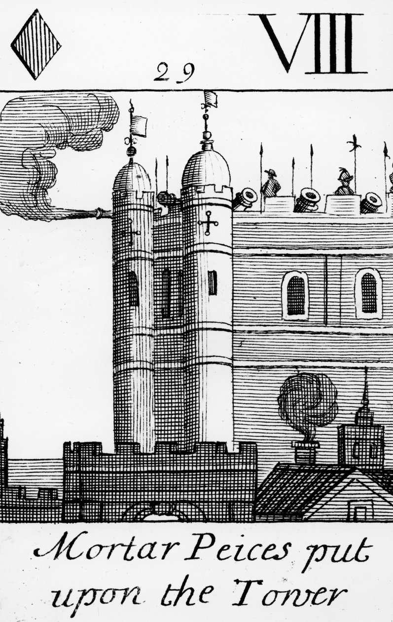 Mørtelstykker sat på Tower of London af English School
