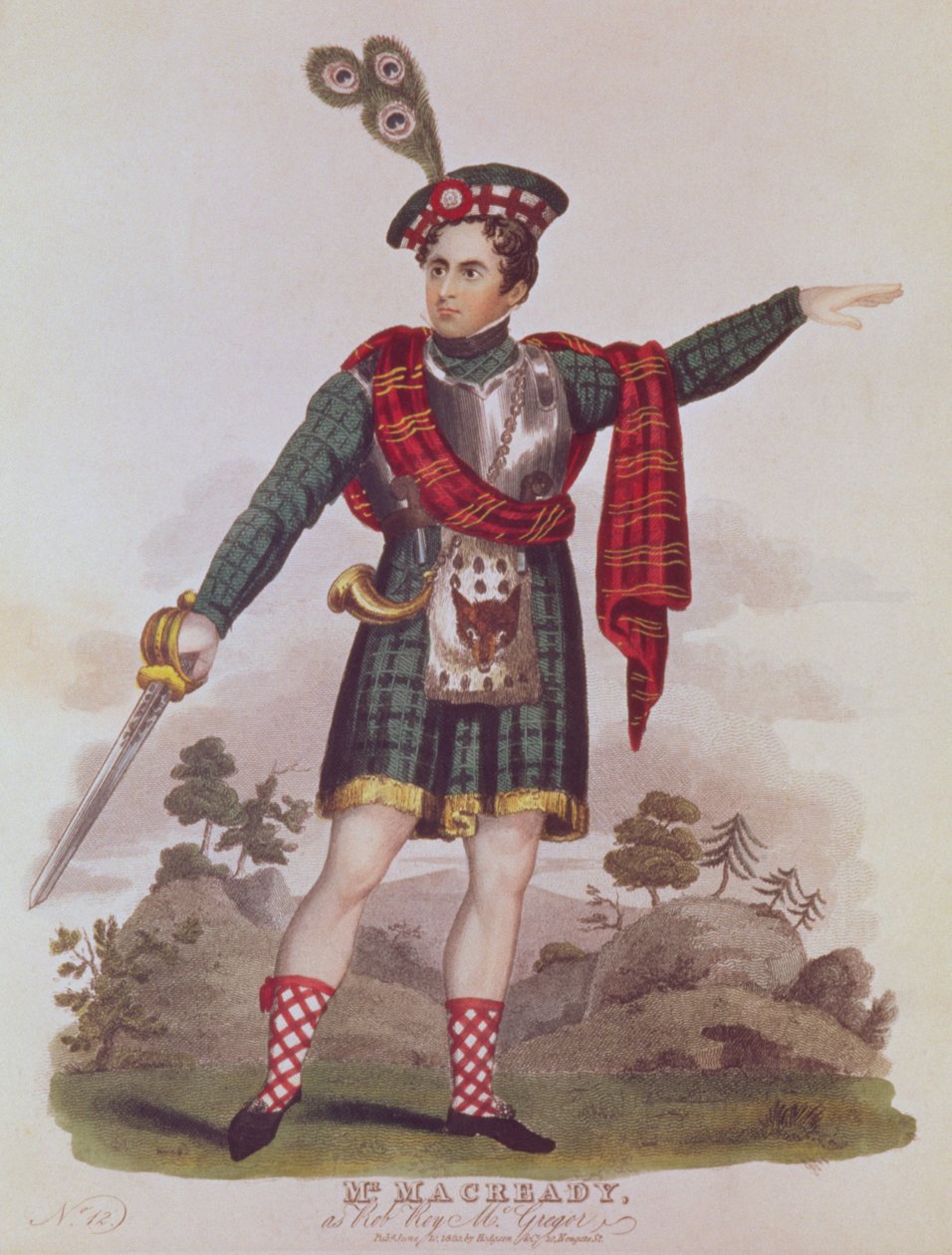 Mr. Macready i rollen som Rob Roy Macgregor fra en dramatisering af romanen 