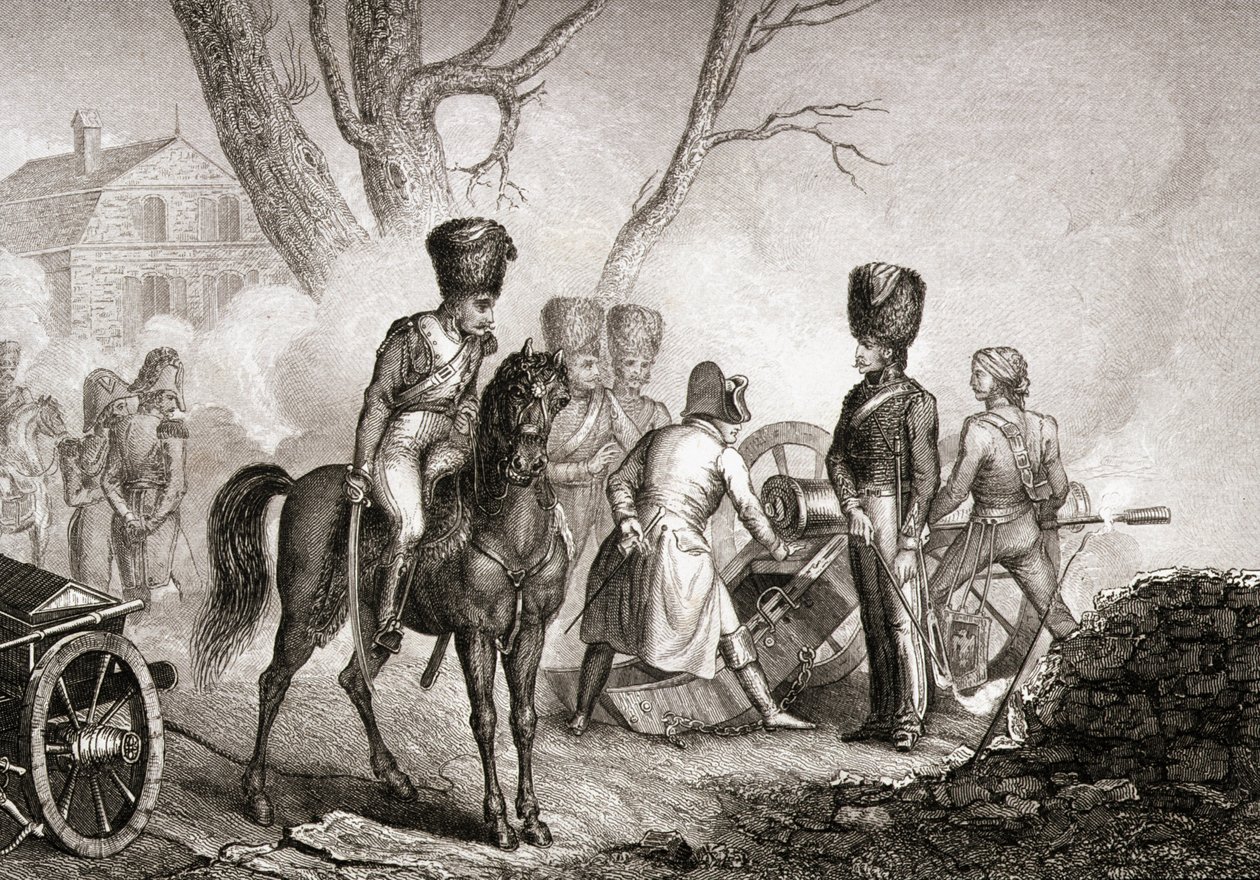 Napoleon (1769-1821) i Montereau-sur-Yonne den 18. februar 1814 af English School