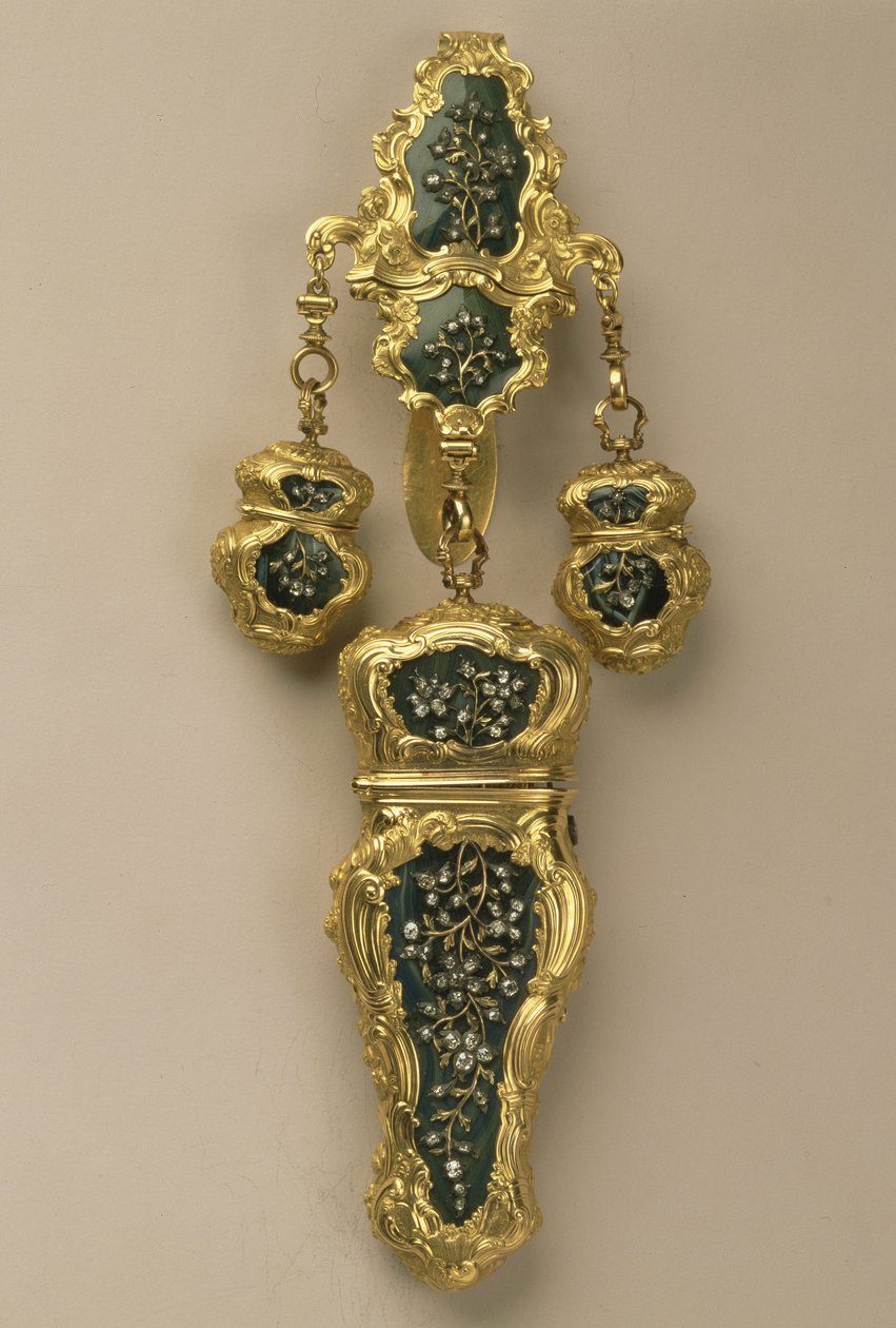 Necessaire på en chatelaine, af Thomas Tearle, London, 1752-53 (agat, guld og diamanter) af English School