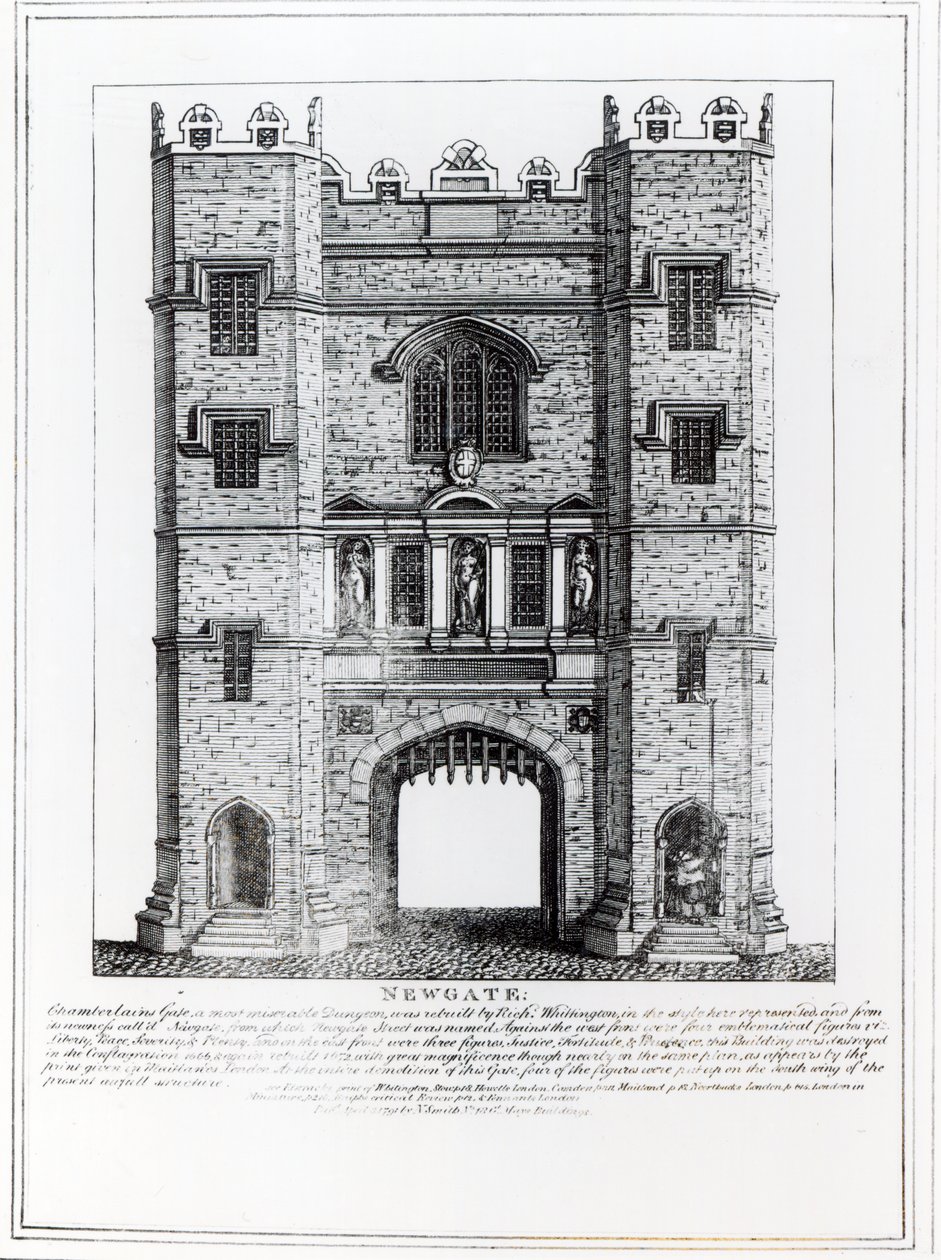 Newgate, London, pub. 1761 af English School