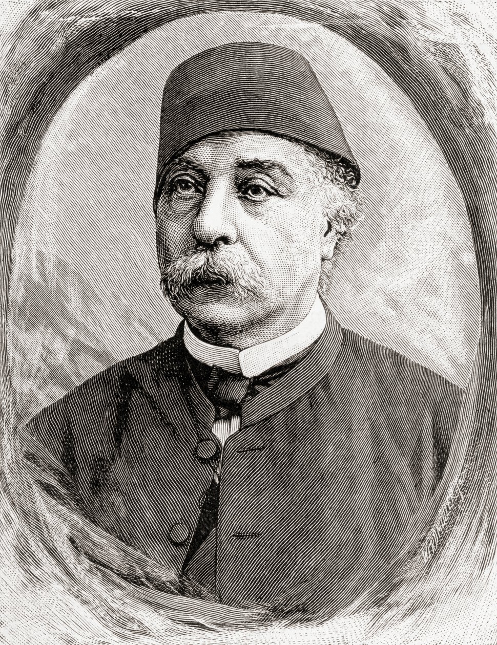 Nubar Pasha, 1890 (trægravering) af English School
