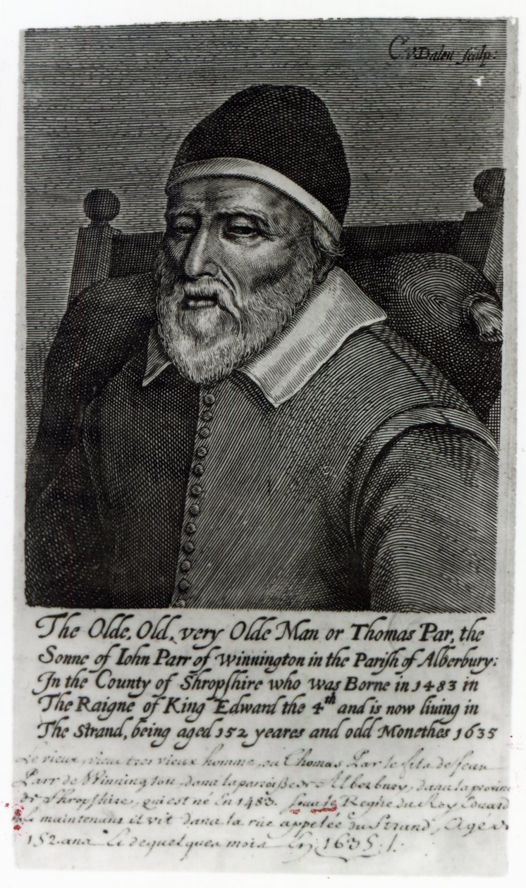 Gamle Tom Parr, 1635 af English School