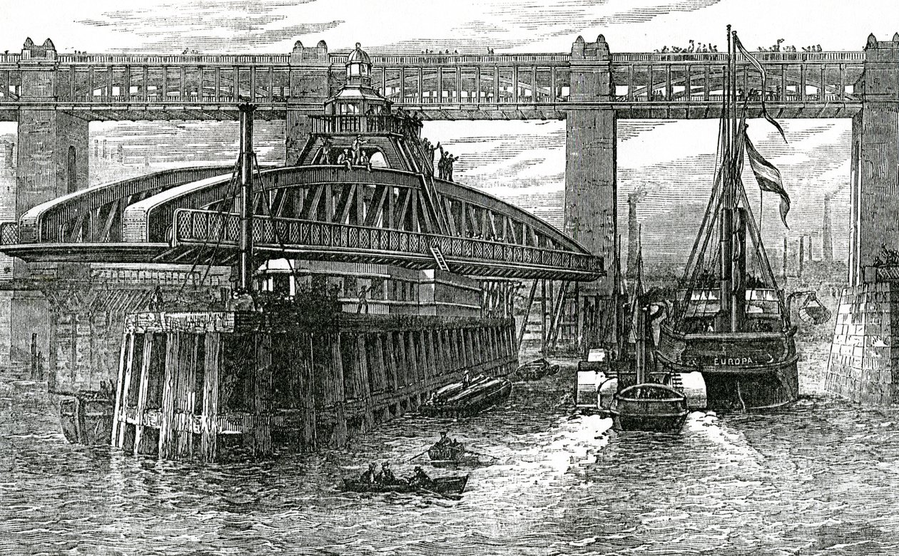Åbning af den nye svingbro ved Newcastle-upon-Tyne, 1876 af English School