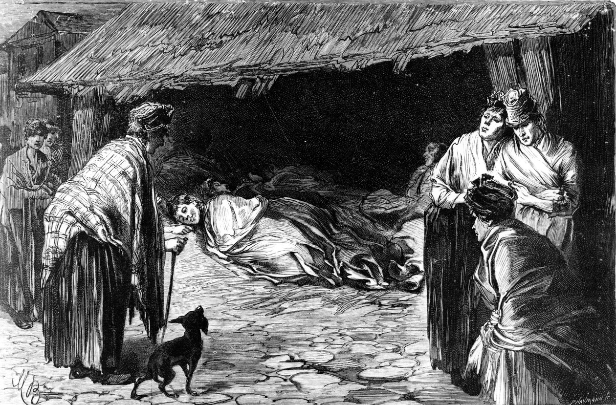 Udstødte sover i skure i Whitechapel, 1888 af English School