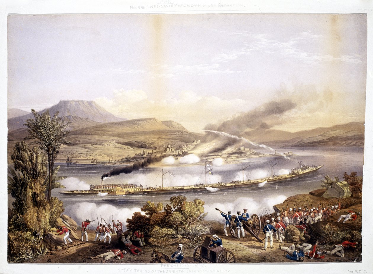 Rådamper og pramme, fra System of Indian River Navigation af John Bourned, 1858 af English School