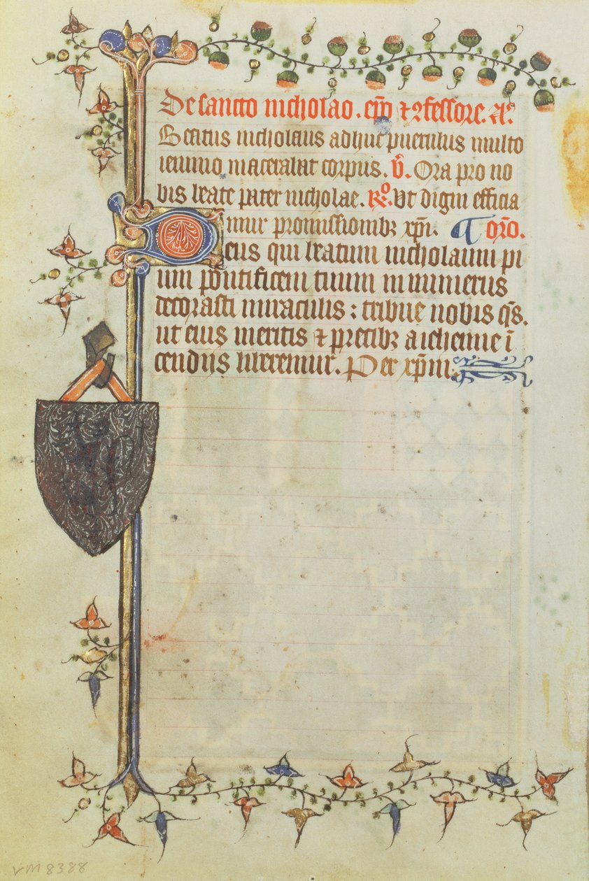 Side fra en timebog, c.1400-40 af English School