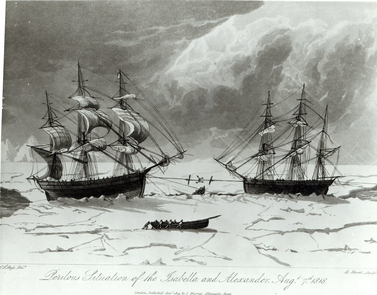 Isabella og Alexanders farlige situation, 7. august 1819 af English School