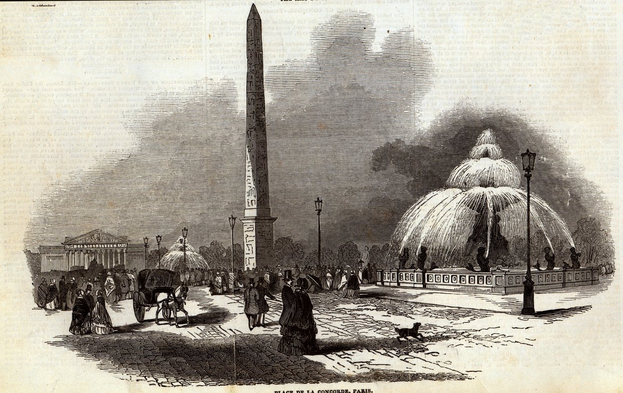 Place de la Concorde, Paris, fra The Illustrated London News, 2. august 1845 af English School