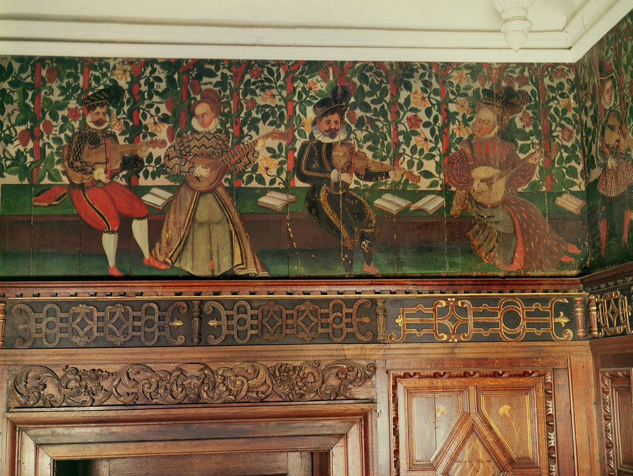 Del af den malede freise i det store kammer, ca. 1575-85 af English School