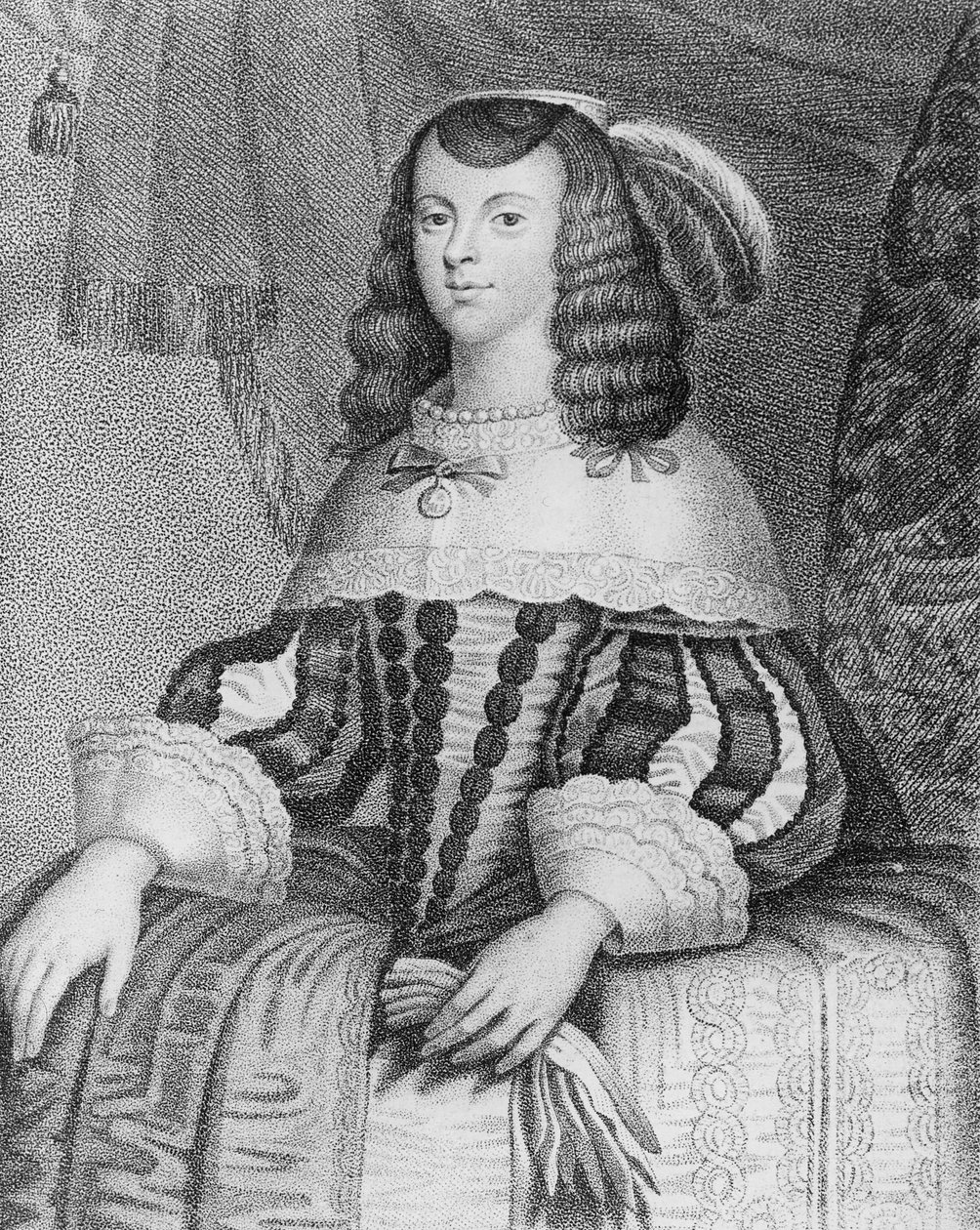 Portræt af Catharine af Braganza (1638-1705) graveret af Freeman af English School