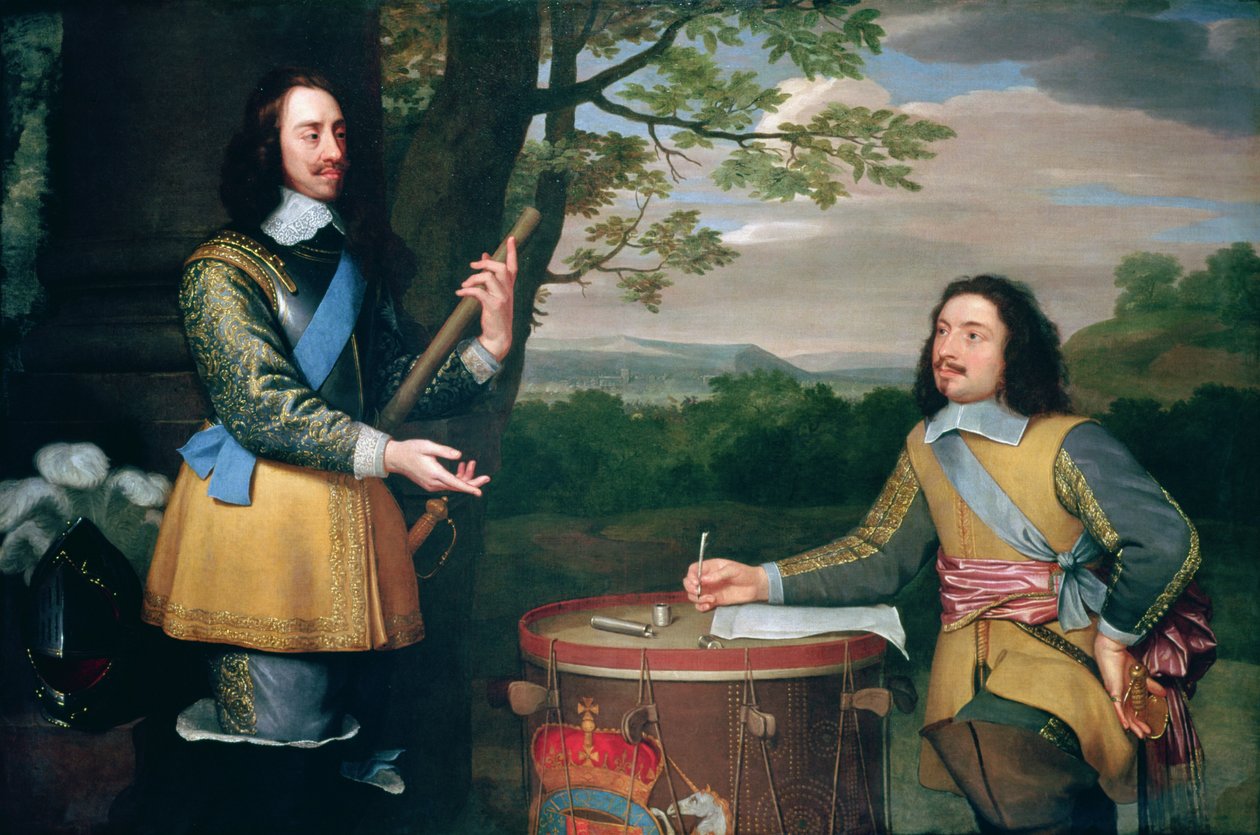 Portræt af Karl I (1600-49) og Sir Edward Walker (1612-77) af English School