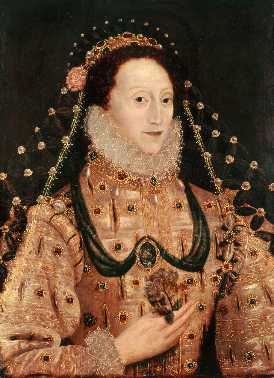 Portræt af Elizabeth I (1533-1603) c.1575-80 af English School