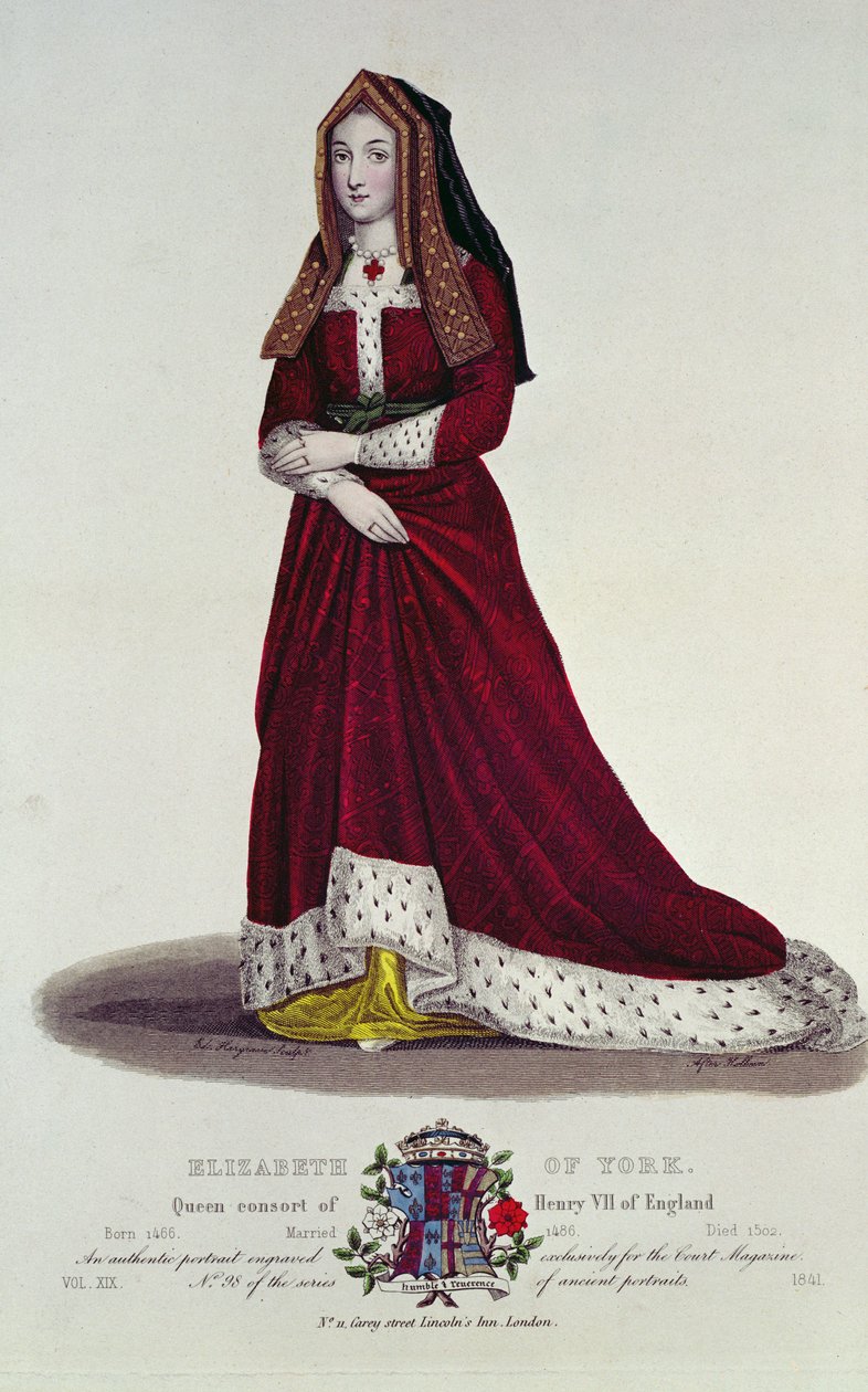 Portræt af Elizabeth af York, 1841 (farvegravering) af English School