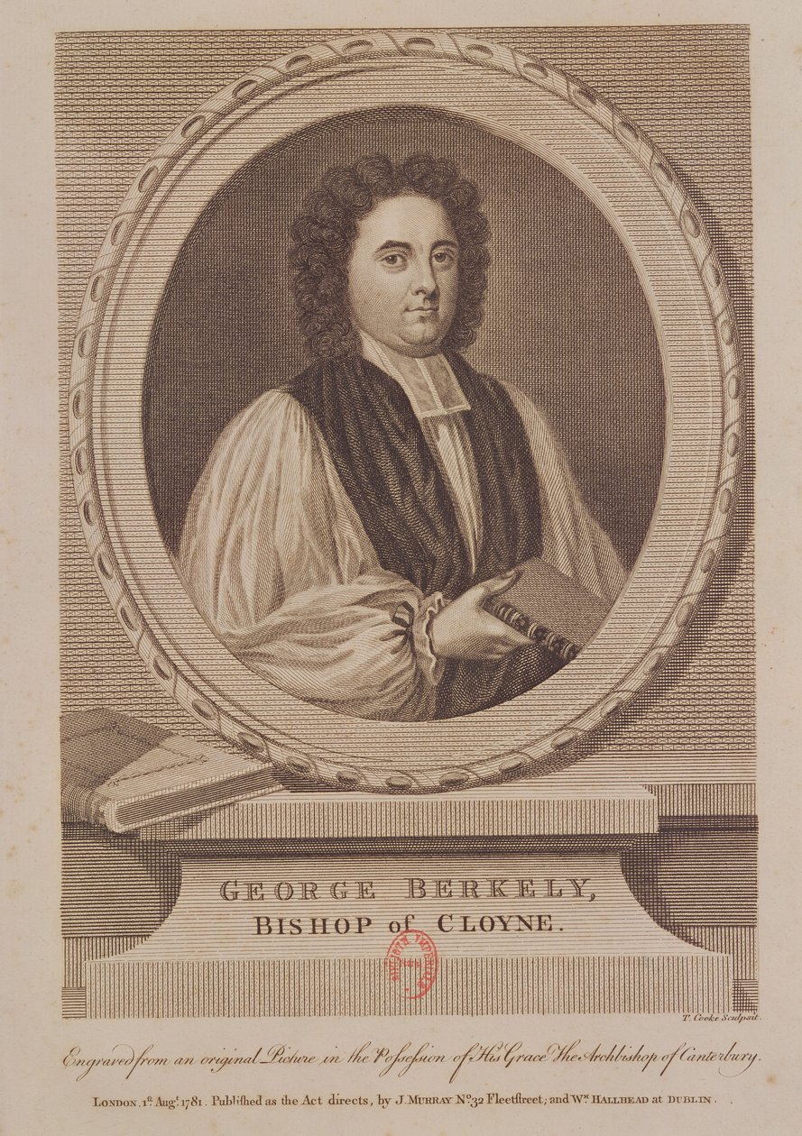 Portræt af George Berkeley (1685-1753) biskop af Cloyne, indgraveret af Thomas Cook (1744-1818) ca. 1781 af English School
