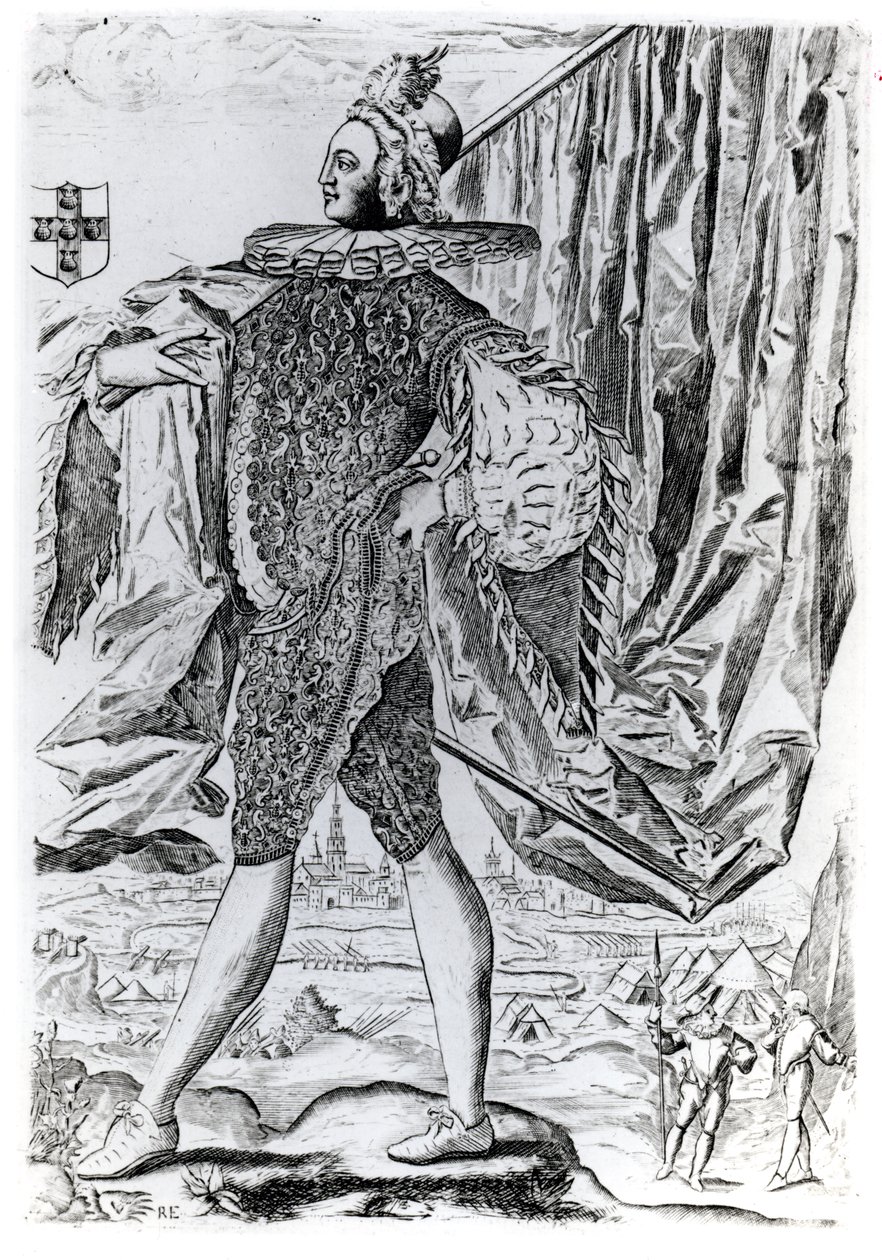 Portræt af George Villiers, 1. hertug af Buckingham (1592-1628) indgraveret af Renold Elstrack (1571-c.1630) af English School